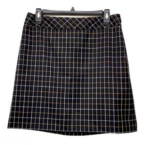 Loft Patterned Skirt Black w Cream and Brown Petite 6P